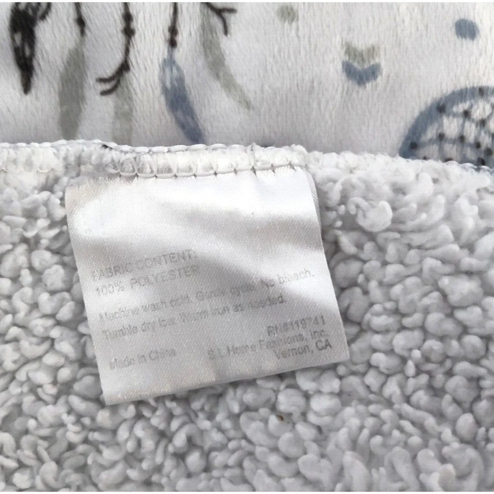 SL‎ Home Fashions Little Dreamer Dream Catcher Blue White Sherpa Baby Blanket